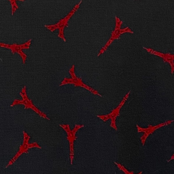 ELLE Dress Eiffel Tower Paris Pleated Ponte Knit Sleeveless Black Red Size 10 - Picture 8 of 13